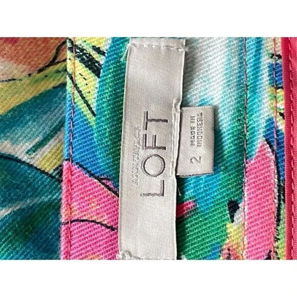 ANN TAYLOR Loft Tropical Floral‎ Hibiscus Bird Pattern Skirt Size 2 - Picture 3 of 5